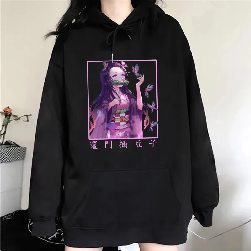 Anime Kamado Nezuko Print Hoodies Men/Women Fashion Personality Hooded Pullover Teen Casual Long Sleeve Sweatshirts