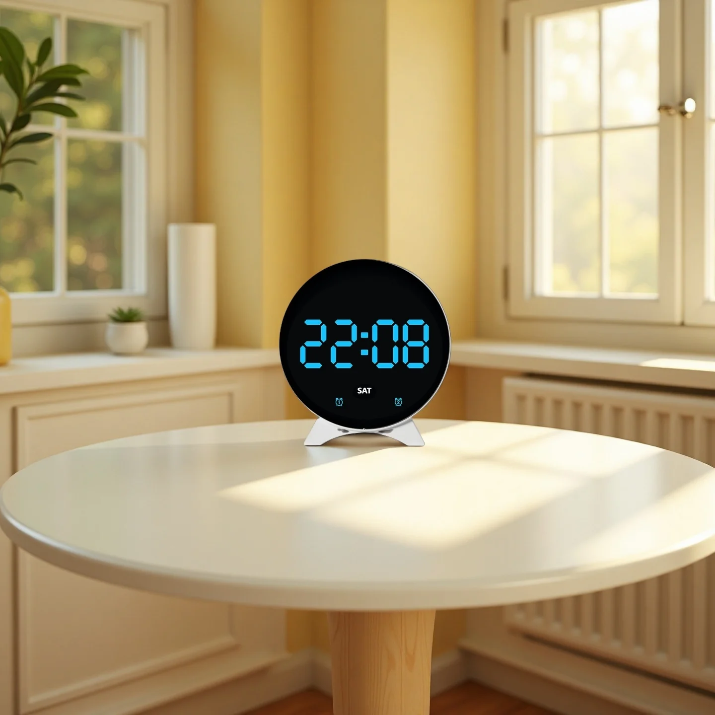 USB-betriebener digitaler DST-Wecker TEMP Datum Woche Anzeige 3-stufige Helligkeit 2 Alarme Nachtmodus Tischuhr 12/24 Stunden LED-Uhr – Detail 6
