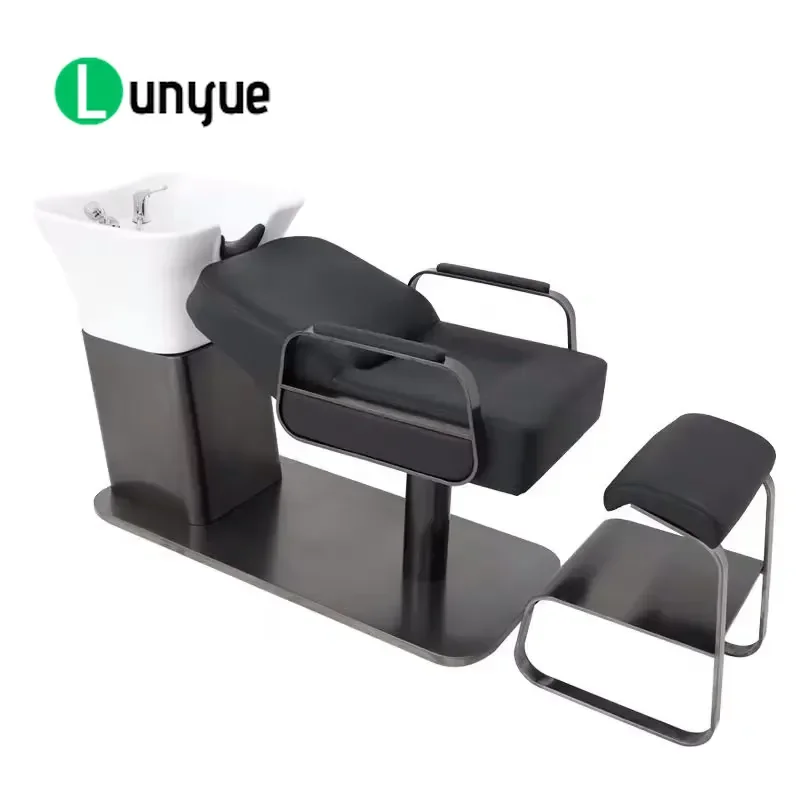 Custom Stylish Metal Base Shampoo Bed with Faucet for Hair Massage and Treatment Chair Wholesale Furniture