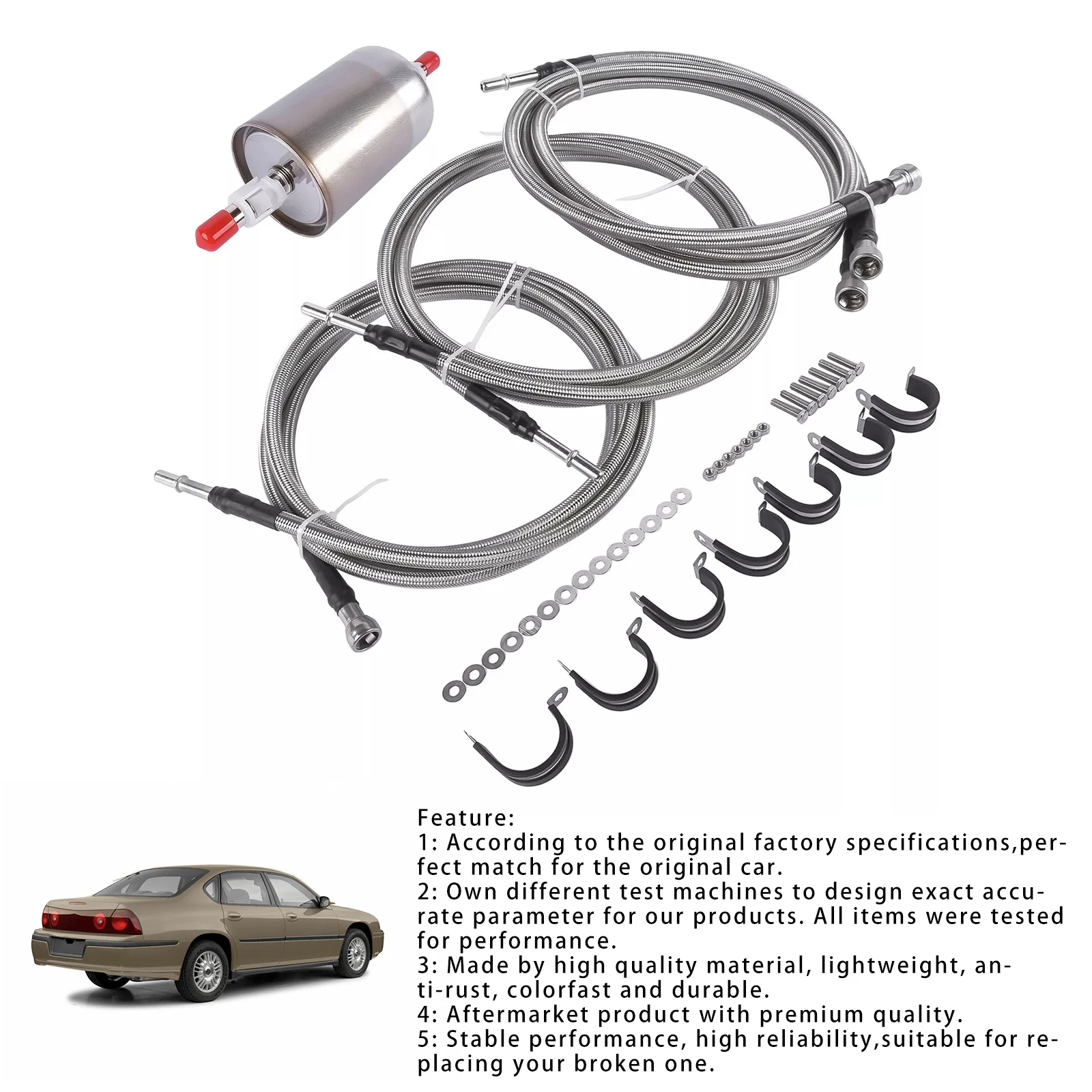 Artudatech Stainless Steel Braided Fuel Lines Kit 819-840 Quick Fix For 1999-2003 Chevy Car Accessories