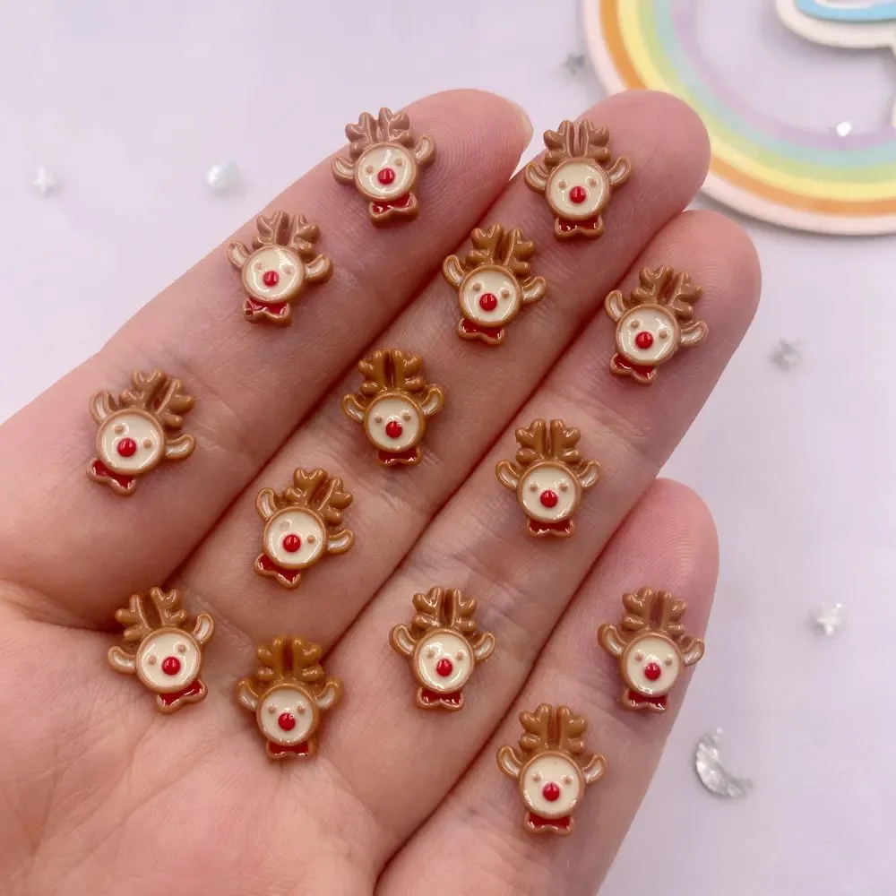 50 Stück Harz Mini Bunte Weihnachtsmann Schneemann Weihnachtsbaum Hirsch Figuren mit flacher Rückseite Nail Art DIY Scrapbook Zubehör Basteln – Detail 8