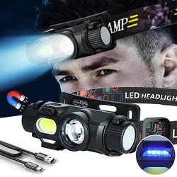 COB LED Induction Headlamp Rechargeable Headlight with Built-in Battery Head Torch Camping Search Light for Fishing Lantern