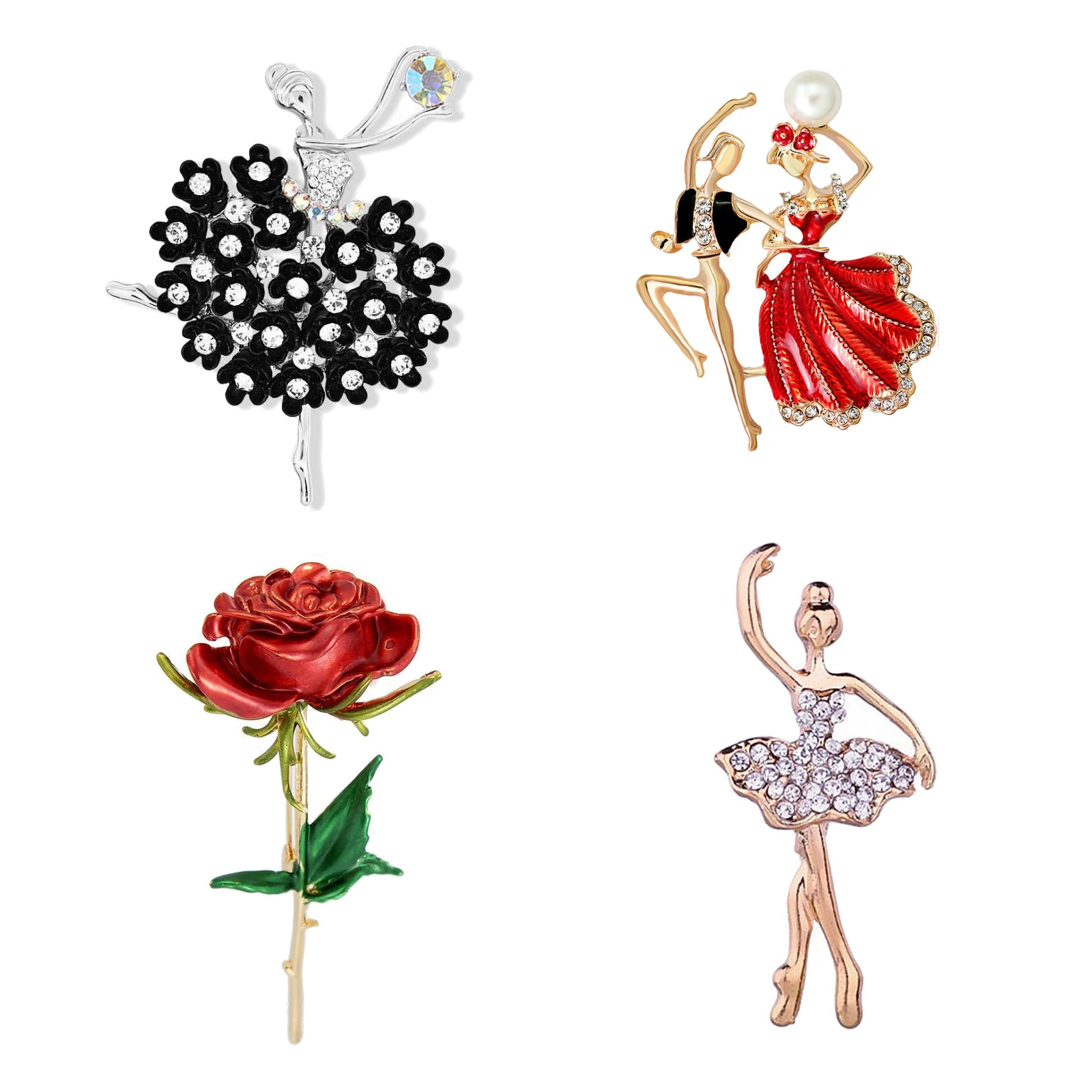 Broches Fleur en Émail pour Fille, Broches de brevde Ballet, Clips de Châle de Pull, 4 Pièces