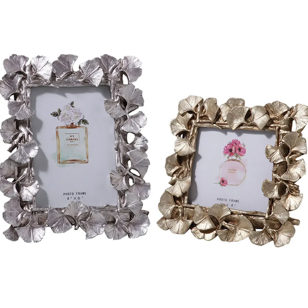 1Pcs Ginkgo Leaf Photo Frame Premium Resin Tabletop Picture Frame for Home Decor Creative Wall Mountable Living Room Bedroom