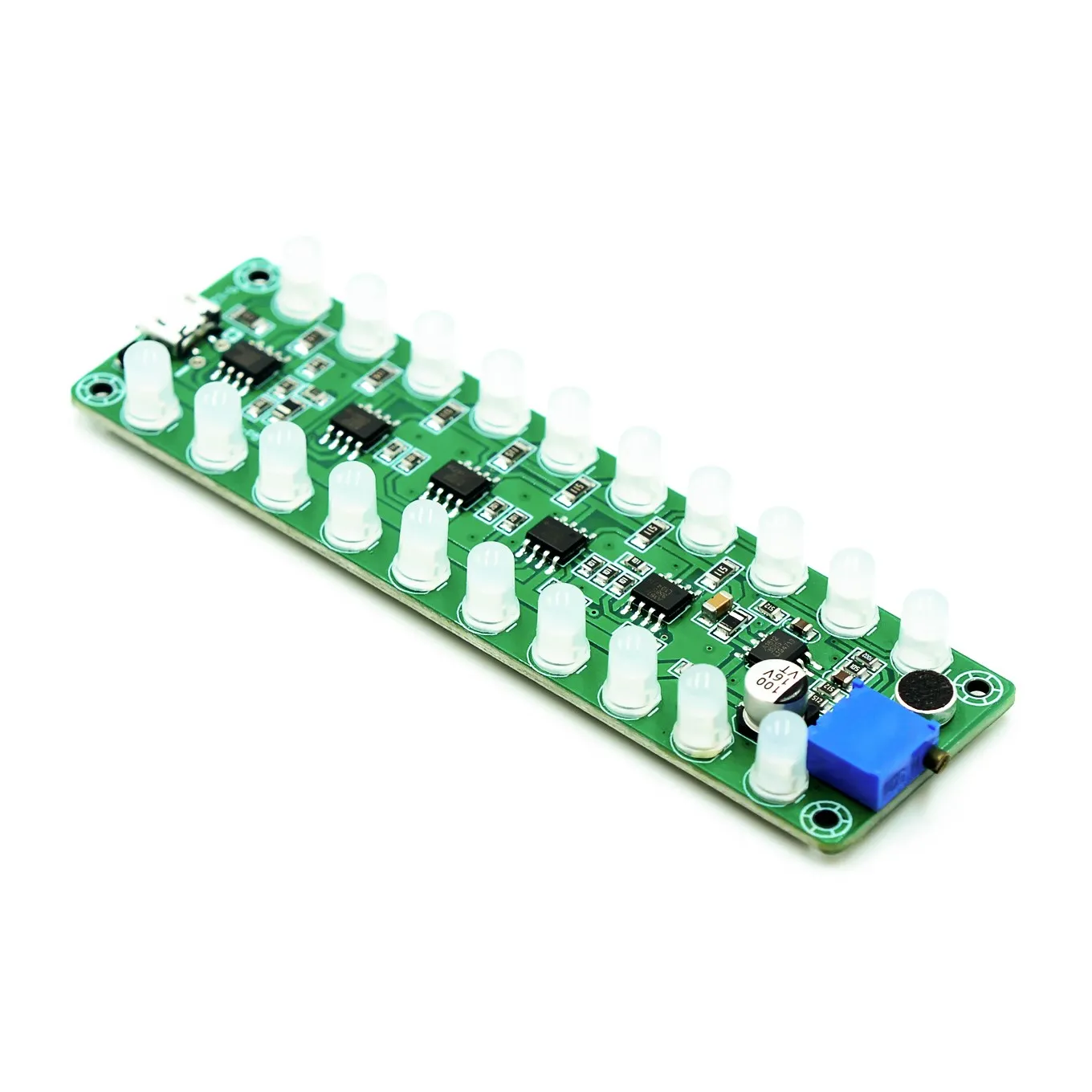 مضخم الطاقة التعريفي الذي يتم التحكم فيه بالصوت، مقياس مستوى الصوت بطيف التردد، يشير إلى صوت ضوء لحن الفلاش