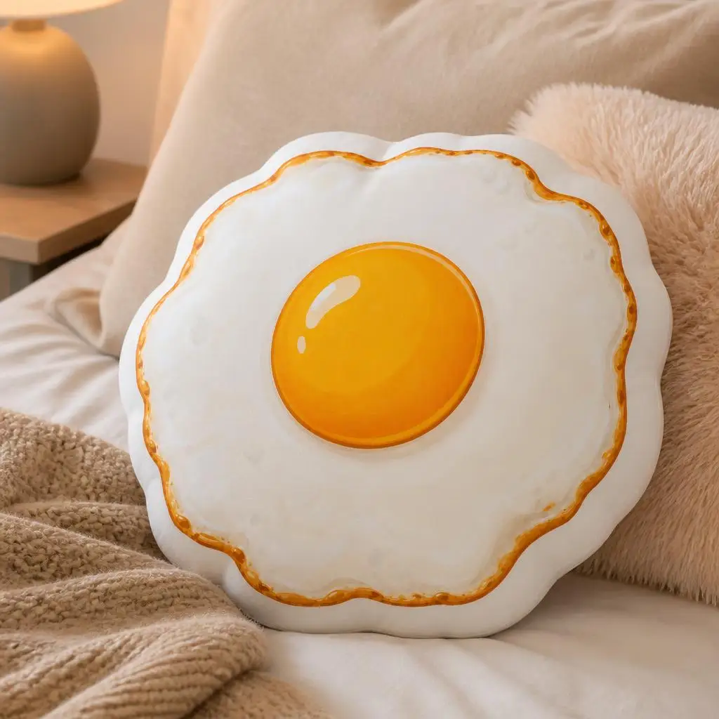 FriedEgg Food Sunny Egg Cooking Kitchen Gourmet Plush Pillow Cushion Funny Stuffed Throw Pillow Home Decor Sofa Bed Restaurant