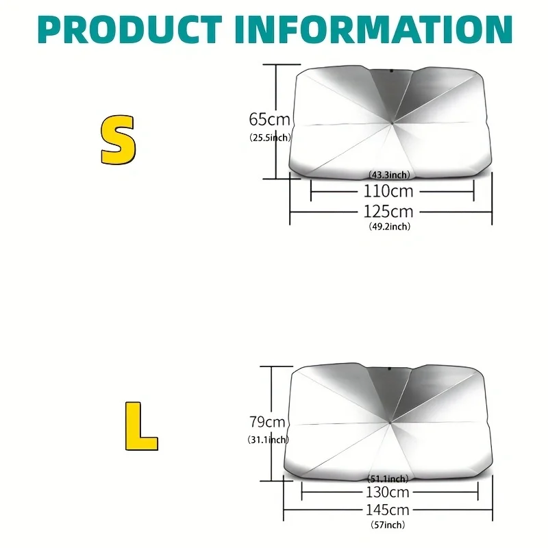 Car Windshield Sun Shade Umbrella, Upgraded Car Windshield Sun Shade Cover with Bendable Handle, UV Block Heat Insulation Portab