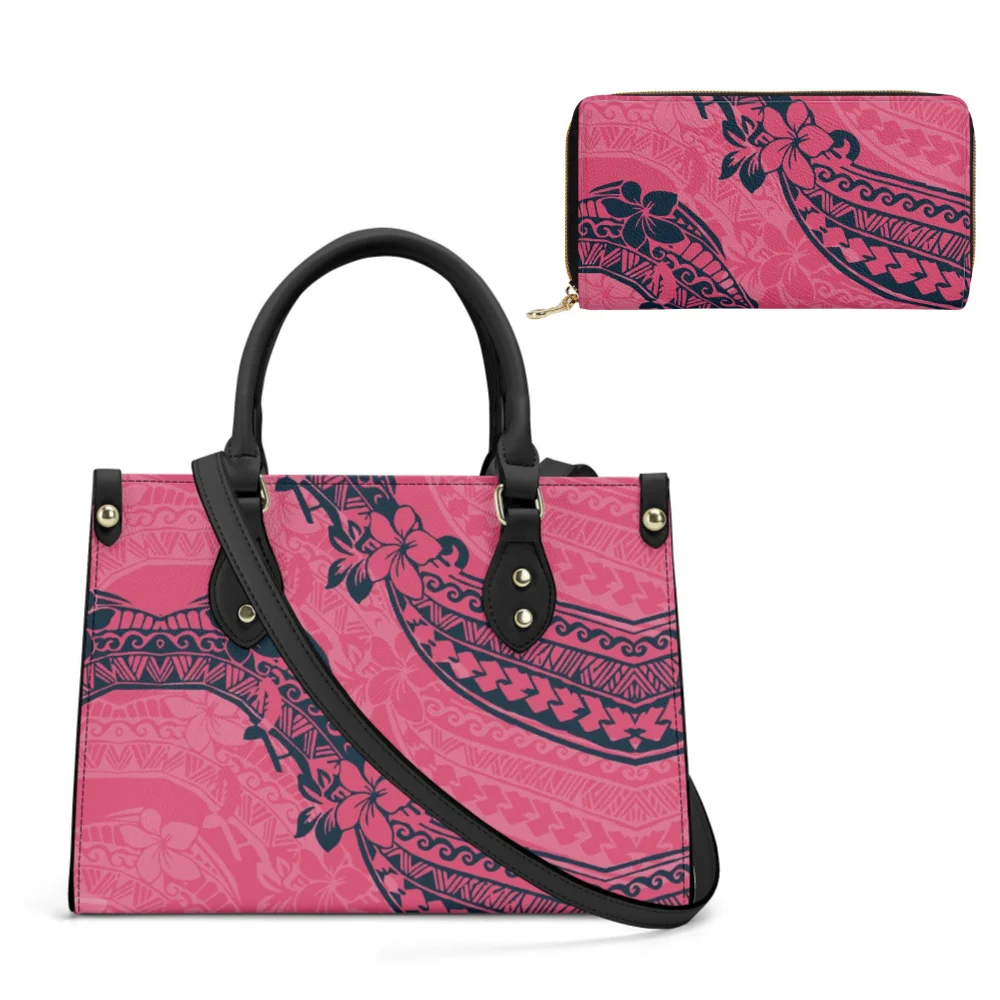 

Ladies' Large-Capacity Custom-Printed Storage Bag Sets, Printed Leather Hawaiian Bag Design Wholesale Polynesian Handbags