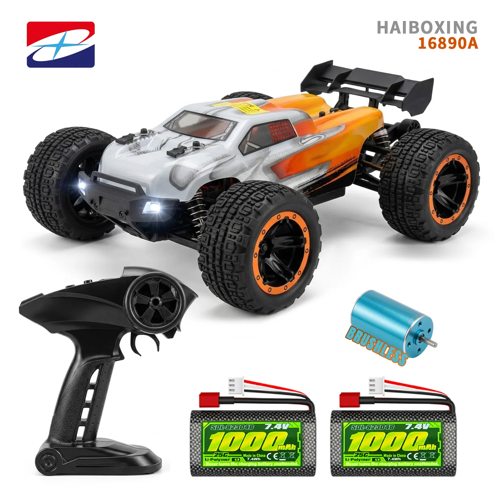 

HAIBOXING 16890A 1:16 Brushless RC Truck, 4WD Off-Road RC Car,Max 48km/h,Waterproof Electronic Components, Fit for all terrains
