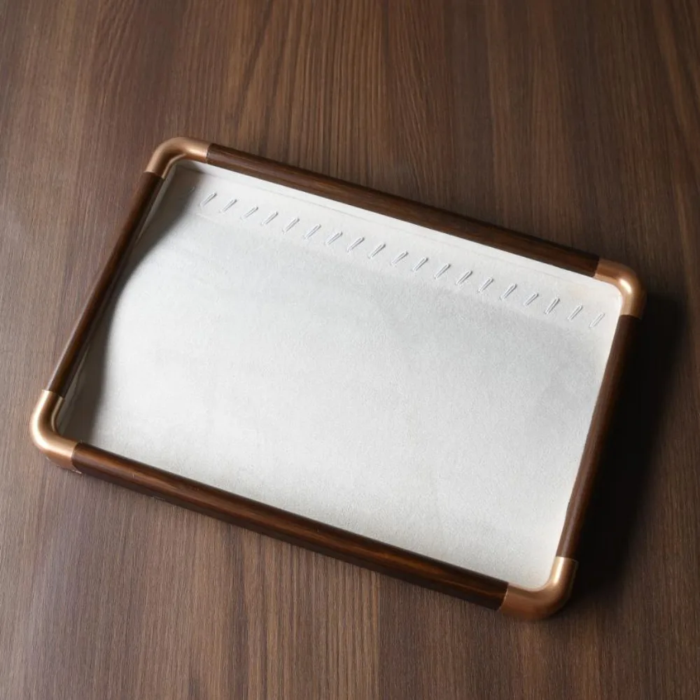 

Velvet Wooden Jewelry Tray Large Capacity Necklaces Bracelets Jewelry Display Tray Earrings Rings Storage Box Jewelry Organizer