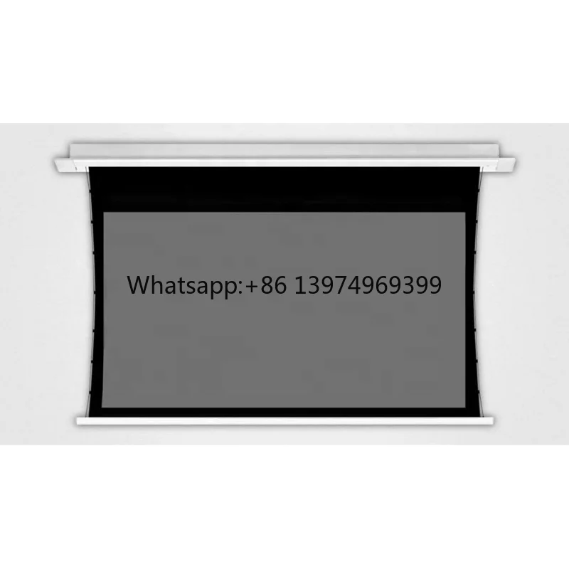 133 Inch 16:9 Ceiling Tab Tension Motorized White Screen, Ceiling Recessed Projector Screen
