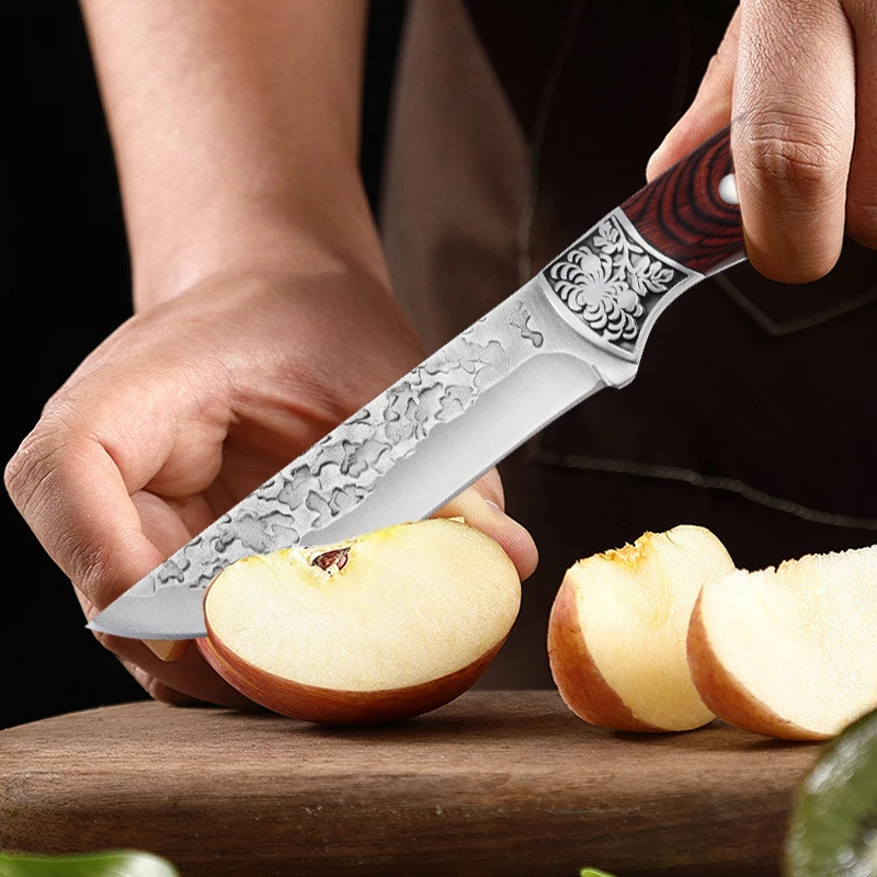 Forged Cleaver Kitchen Chef Knife Stainless Steel Hand Meat Knife Fruit Paring Fishing Portable BBQ Butcher Boning Knife Cover