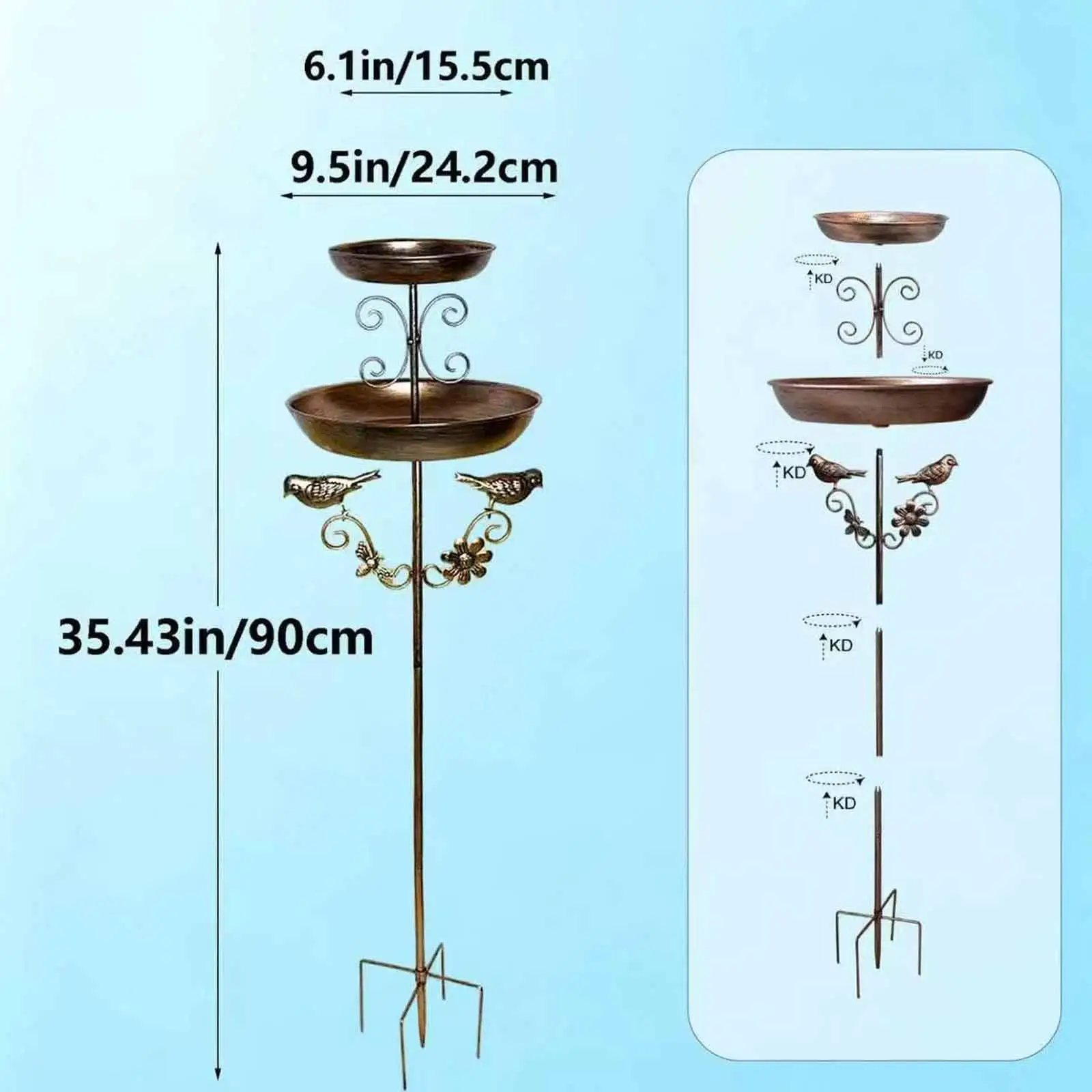 Metal Bird Bath Park Yard Attracting Birds Balcony Birds Drinking Backyard Patio Courtyard Fence Feeder Bowl Birdfeeder Birdbath