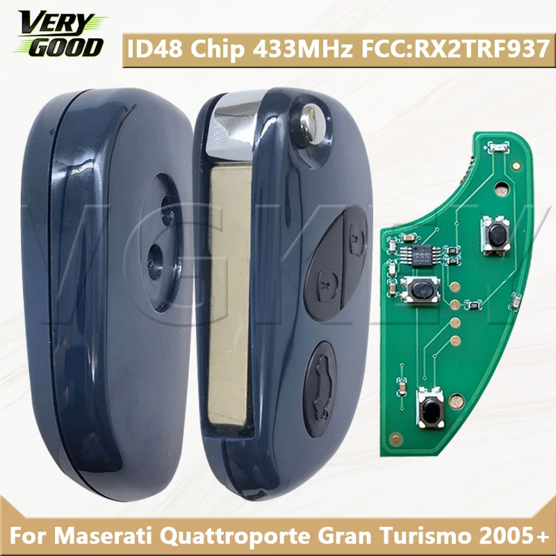 

Смарт-ключ-брелок VG для Maserati Quattroporte Gran Turismo 2005-2017, 3 кнопки, чип ID48, 433 МГц, FCC ID: RX2TRF937 ﻿