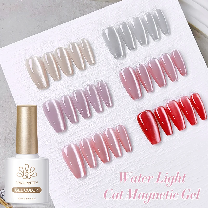BORN PRETTY 10ml Water Light Cat Magnetic Gel Semi Permanent Manicure Soak Off LED UV Gel Crystal Pink Magnetic Gel For Nails