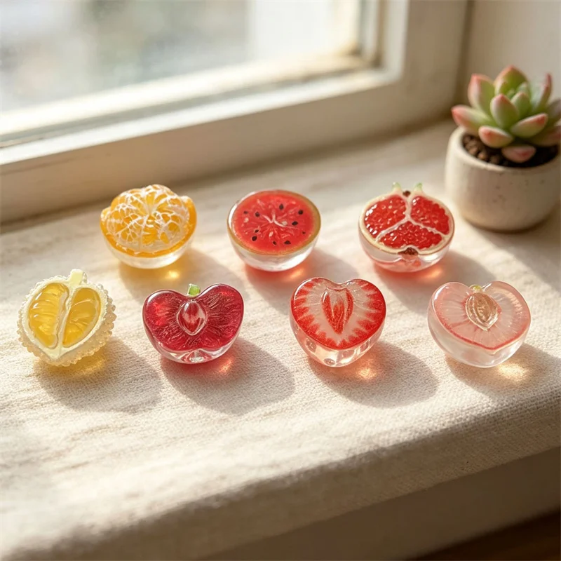 3PCS Acrylic 3D Transparent Fruit Beads Loose Spacer Beads Handmade For DIY Making Jewelry Bracelet Necklace Crafts Accessories