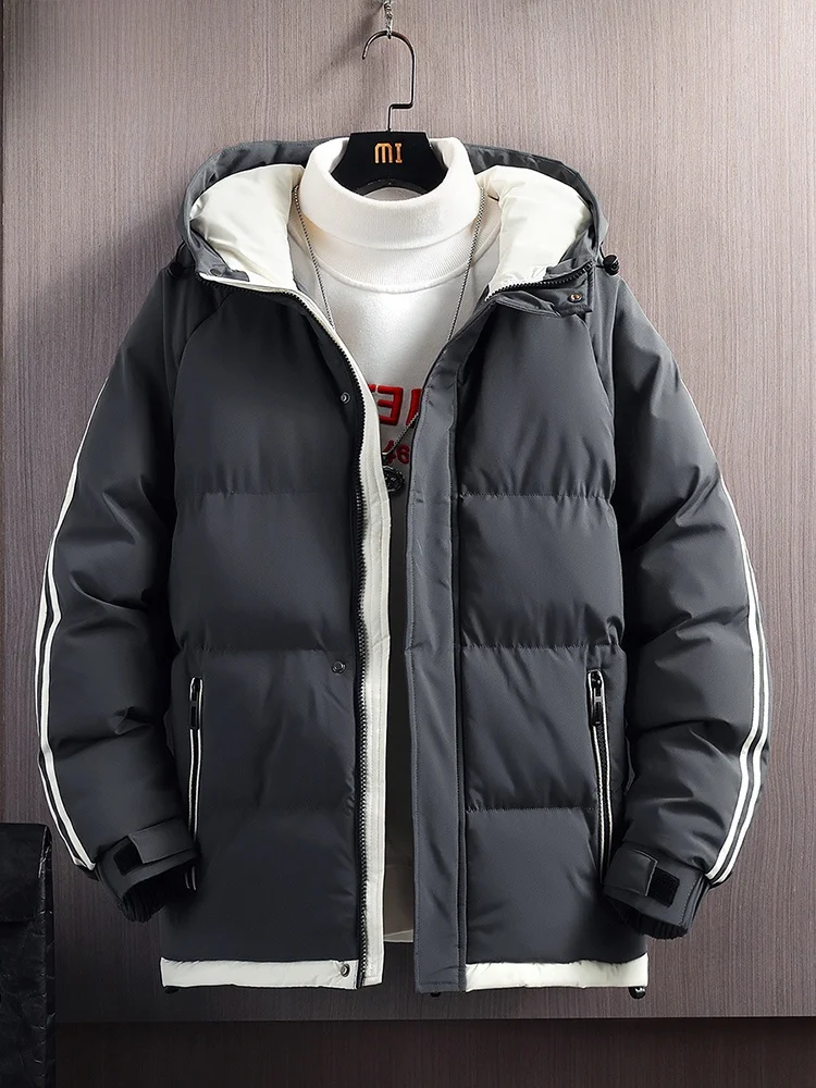 

Thiened Hooded Cotton Jaet Men's Warm Winter Coat TUCANO Brand Polyester Fiber Long Sve Zipper Closure Pure Color