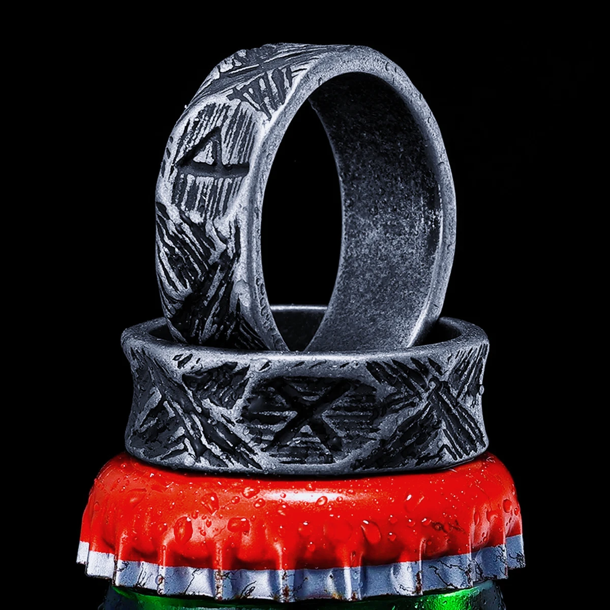 Viking Runes Damaged Retro Men Rings Stainless Steel Women Jewelry Punk New Stranger Things Fashion Accessories Gift Wholesale
