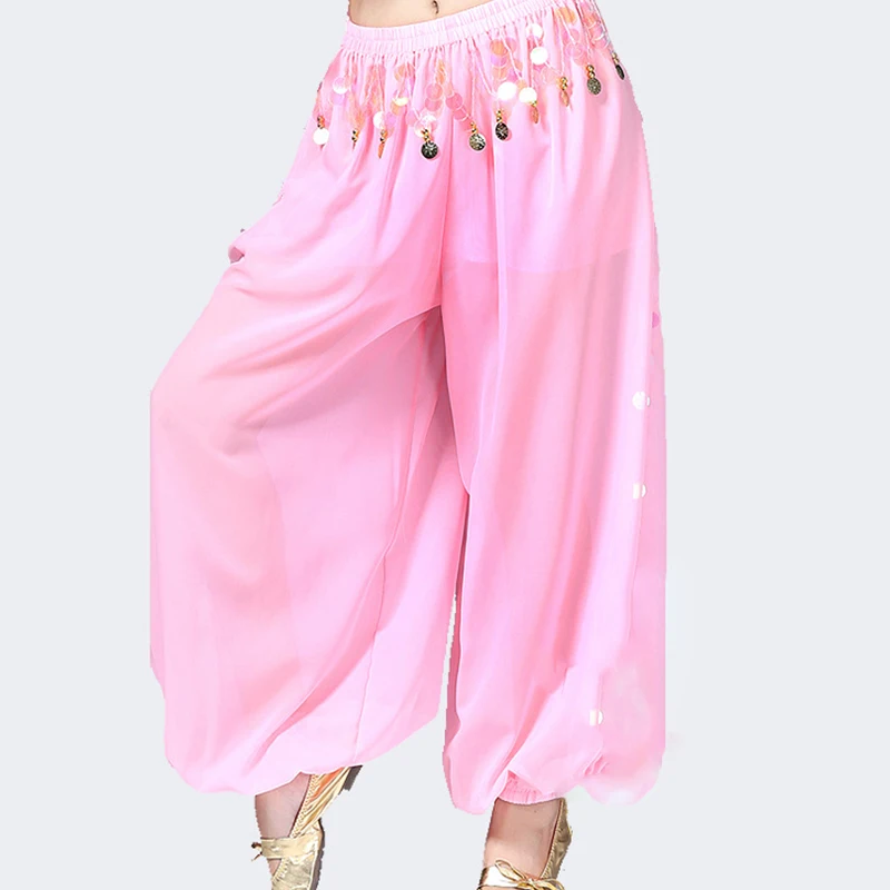 Belly Dance Pant Women\'s Genie Harem Pants Oriental Belly Dancing Tribal Costume India Shinny Bloomers Trousers