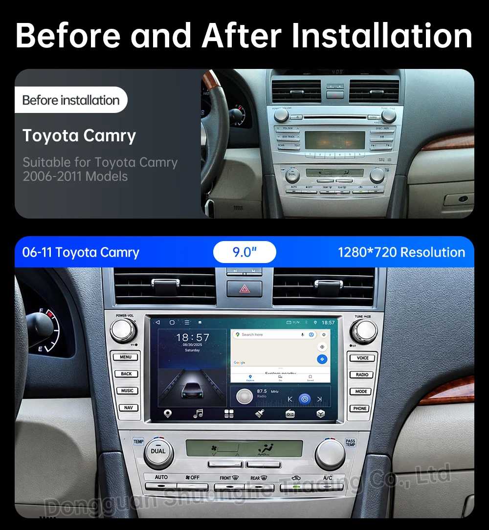 Android OS for Toyota Camry 2006 - 2011 BT Car Radio Video Multimedia Wireless Auto CarPlay 4G WIFI DSP GPS Navi