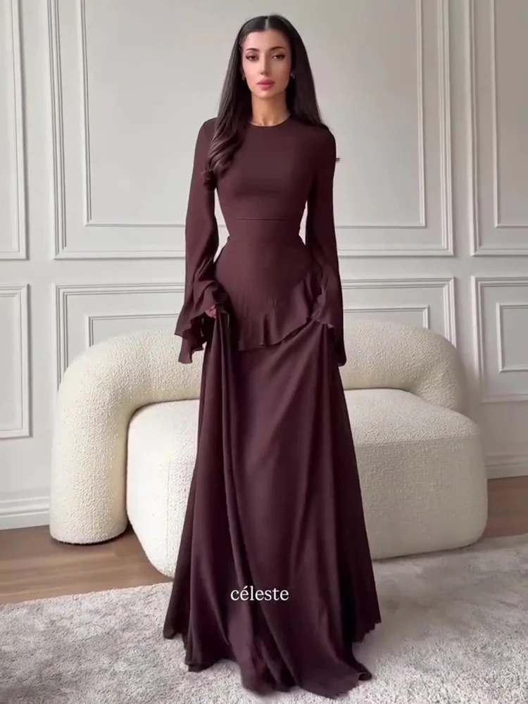 

Модное женское платье с кружевной отделкой и широким подолом, весеннее, с рукавами-колокол, с круглым вырезом, осеннее, с завышенной талией, повседневное, свободное, длиной до колена