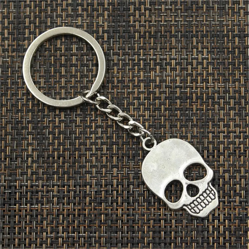 Fashion Keychain 35x22mm Skull Pendants DIY Men Jewelry Car Key Chain Ring Holder Souvenir For Gift