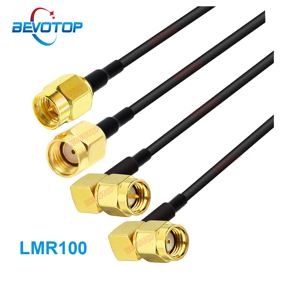 1 peça 5cm ~ 20m sma lmr100 cabo RP-SMA/sma conector macho 50 ohm LMR-100 trança wifi antena extensão jumper cabo bevootop