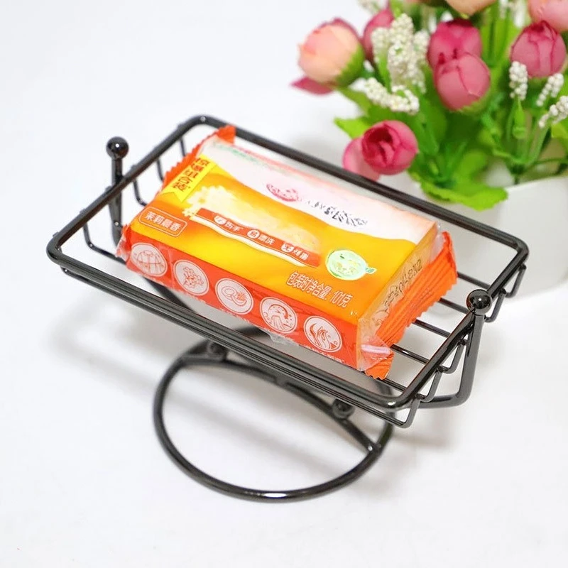 

Creative Living Room Fruit Storage Decoration Trays High Feet Soap Storage Rack Bathroom Draining Countertop Metal Soap Dishes
