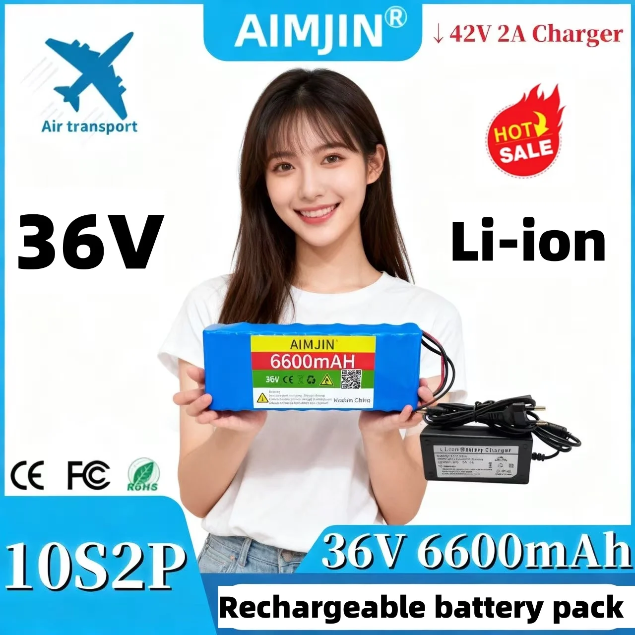 

10S2P 36V 6600mAh Lithium Rechargeable Battery Pack for Double Wheel Balance Vehicle Balance Car Parts