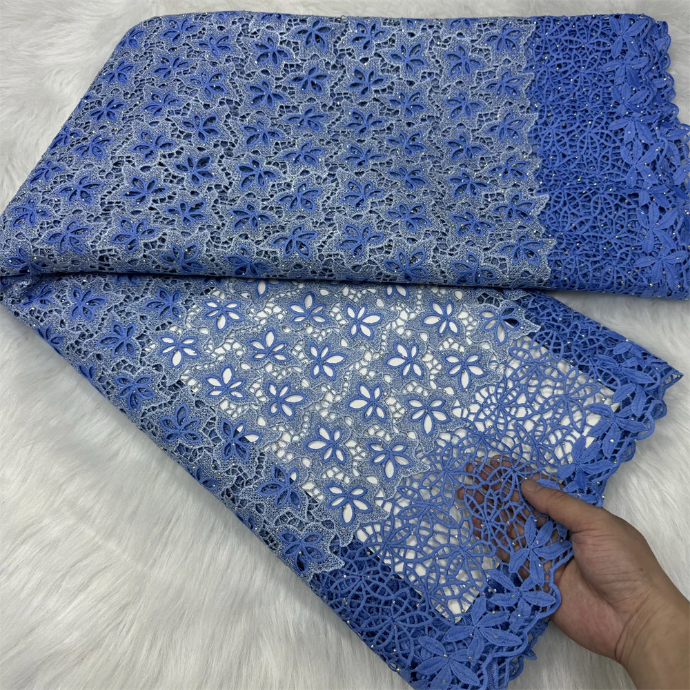 

White African Cord Lace Fabric High Quality 5 Yards African Guipure Cord Lace Fabric With Sequins DIY Evening Dress MY017