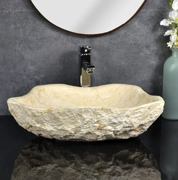 Stone Countertop Basin, Modern Art Outdoor Sink, Bathroom, Home Use, Balcony, Outdoor, Vintage Stone Washbasin