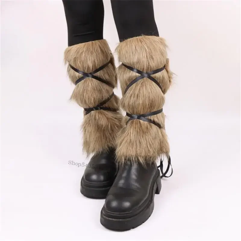 

Thick Artificial Furs Leg Warmer Cold Weather Essential Medieval Costume Accessory Perfect For Role Playing