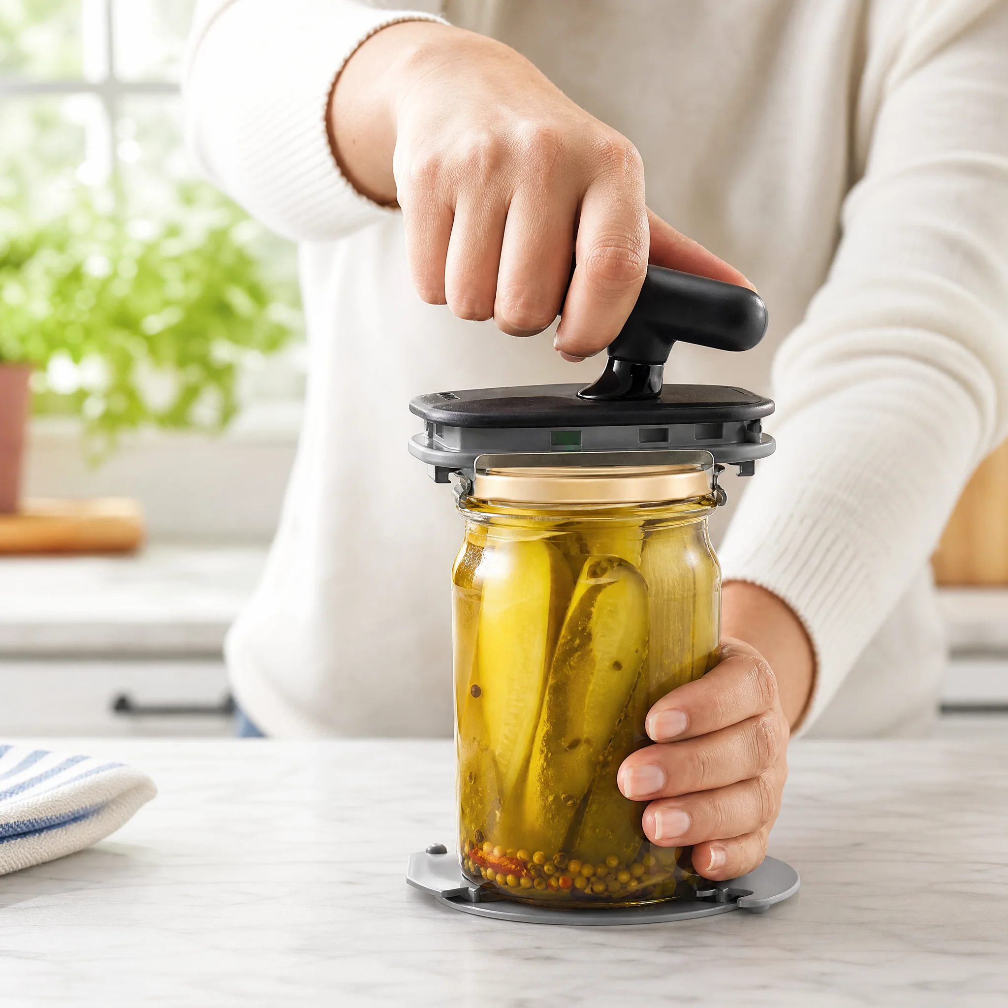 A multi-functional, easy-to-use bottle and can opener with adjustable grip and manual operation. Made of durable ABS material, it doesn't require power supply. Perfect for parties and daily use. Ideal gift for Halloween and Christmas. Kitchen can opener