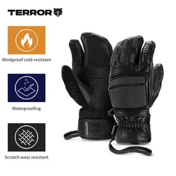 Guantes de esquí TERROR RACE MITTEN - 3M Thinsulate PU duradero -30 °   Palma resistente al desgaste antideslizante resistente al agua, resistente al viento y al frío