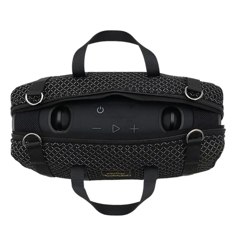96BA Tragbare Lautsprecher-Reisetasche mit Tragegriff, abnehmbarer Schultertragetasche und schwarzem Aufbewahrungsdesign für – Detail 7