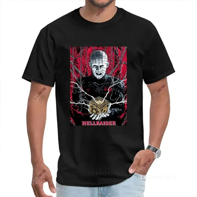 Hellraiser Supernatural Horror Film Unisex Men\'s T Shirt Movie 100% Cotton Tee Hellraiser British T Shirts Streetwear Harajuku