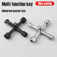 Multifunctional 4 Way Universal Cross Triangle Wrench KEY for Train Electrical Elevator Cabinet Valve Alloy Triangle