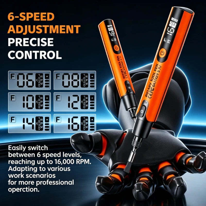 Cordless Rotary Tool Kit with 6 Speeds Rechargeable Polishing Pen Low Sound round Sanding Disk for Home DIY Crafts/Carving/Polis