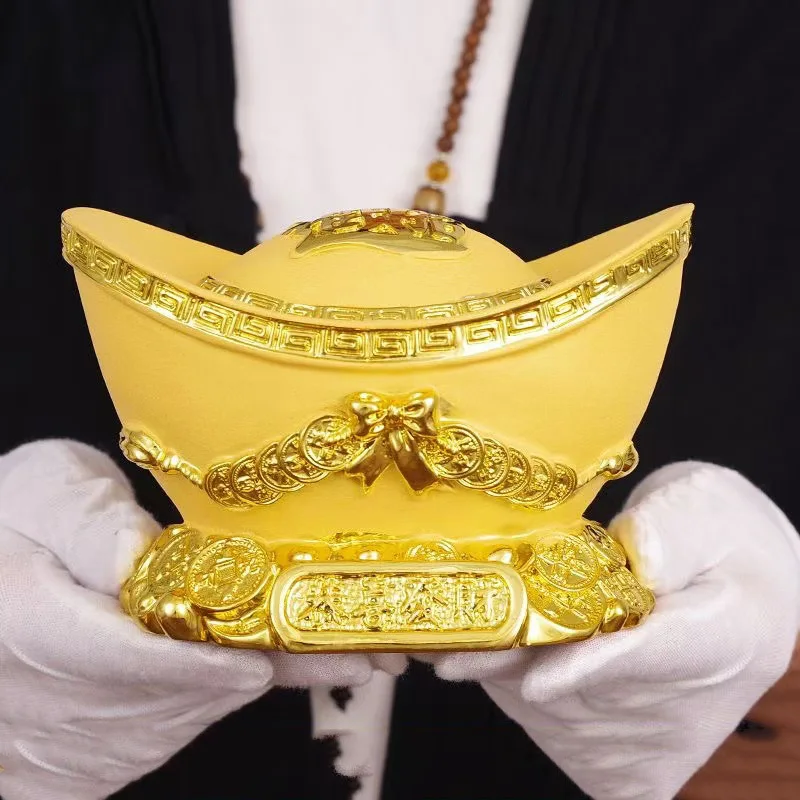 Resin Gold ingot Piggy Bank Suitable For Banknotes And Coin Storage Boxes  Home Decorative ,Children's money saving box