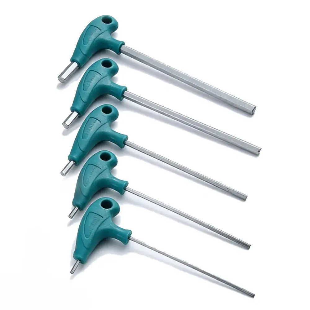 T-Type Hex Key Wrench Crutch-Style Dual-Purpose Tool with Plastic Handle L-Shaped Extended Home Repair Wrench for Home Use