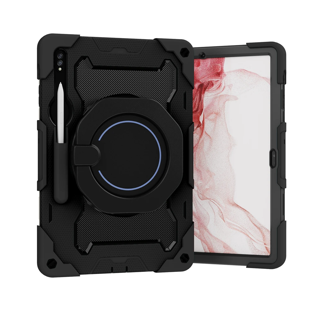 حافظة لهاتف سامسونج تاب S9 بلس FE S8 S7 S6 Lite حافظة مضادة للصدمات لهاتف جالاكسي A7 A8 A9 Plus 360 غطاء لوحي بحامل دوار #2