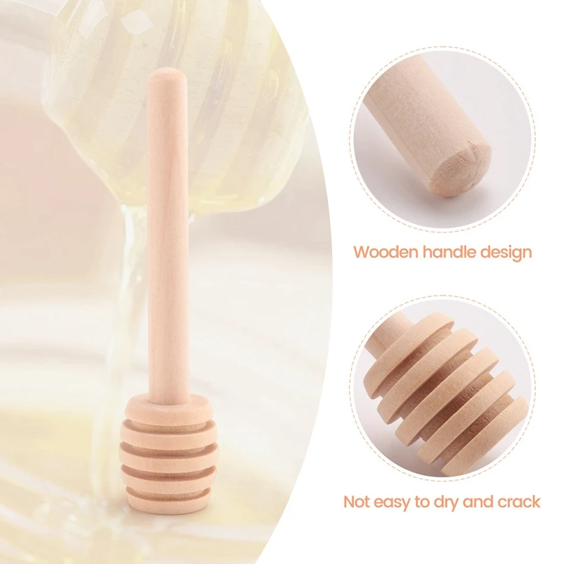 50 Pack Of Mini 3 Inch Wood Honey Dipper Sticks, Individually Wrapped, Server For Honey Jar Dispenser Drizzled Honey, Wedding Pa