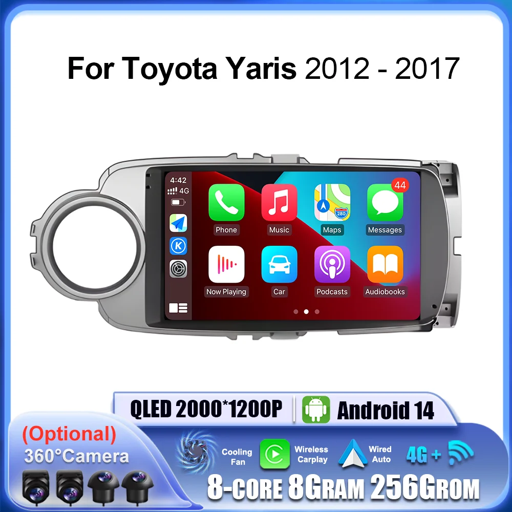 9 '' for Toyota Yaris 2012 2013 2014 2015 2016 2017 Android System GPS Navi Car Radio Wireless Multimedia Player DSP QLED Screen