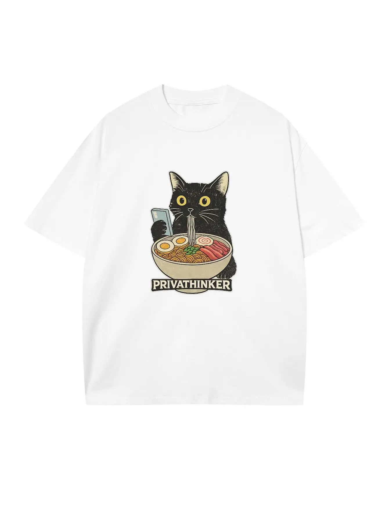 Privathinker Trendy Y2kCotton Loose Crew Neck Tees for Men Casual Harajuku Short Sleeve Tops Streetwear Clothing for All Match
