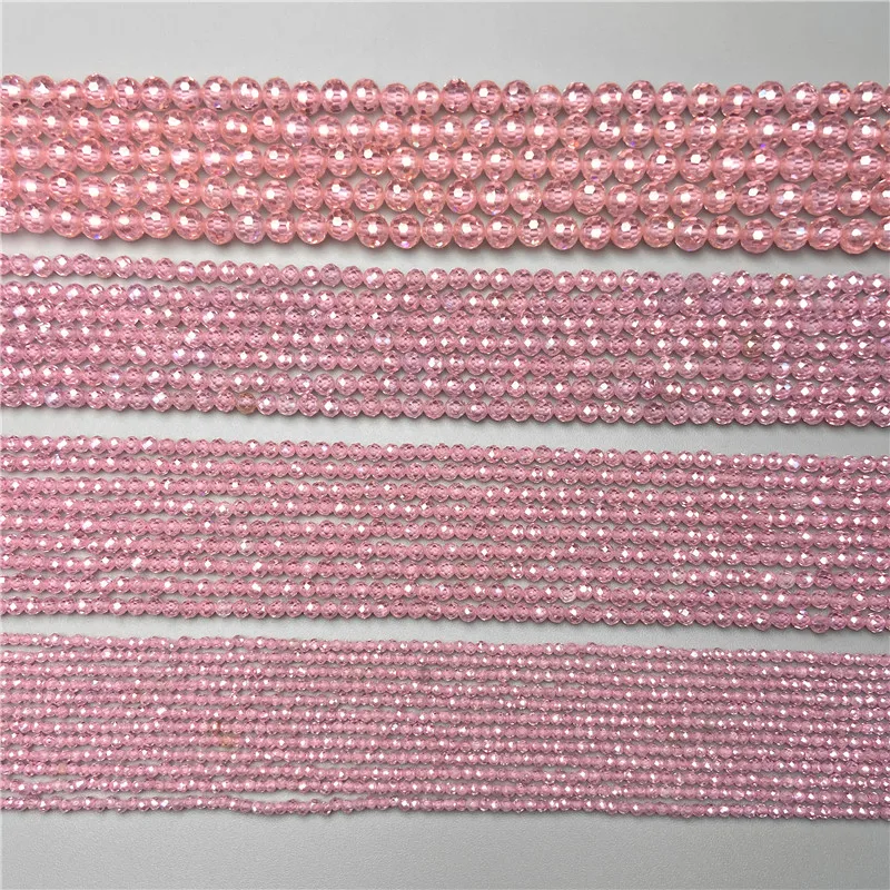 Natural Pink Rose Quartz Zircon Faceted Stones Beads Shiny Loose Bead Handmade Necklace Bracelet Diy Jewelry Making