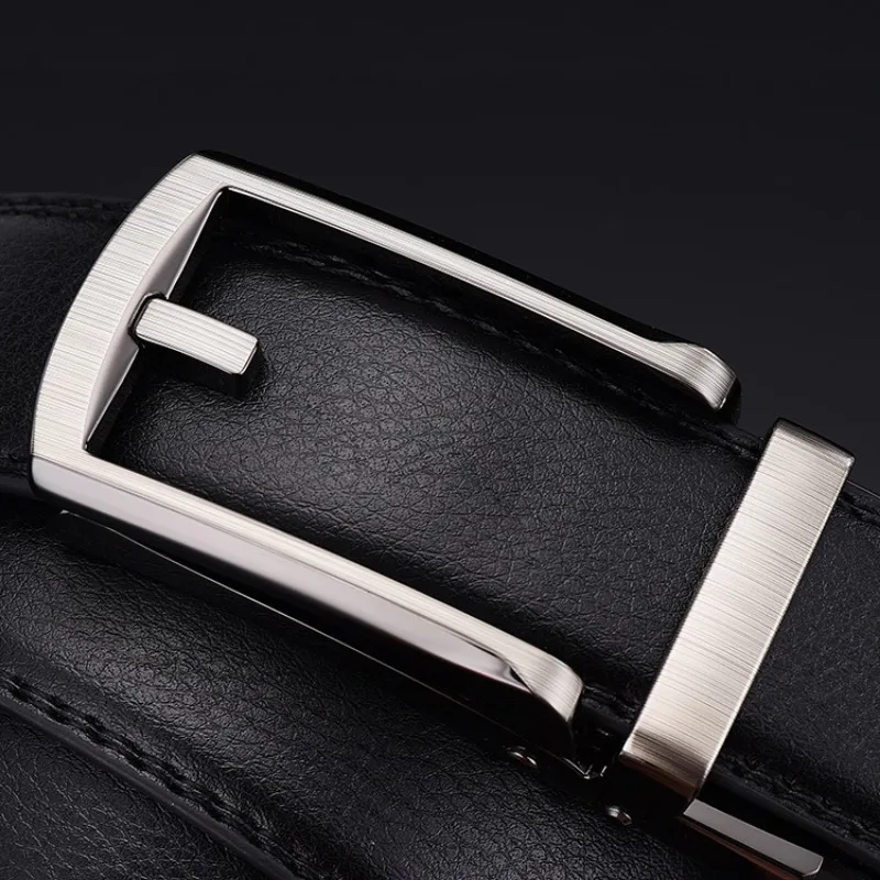 Click Belt for Men Business Luxury Designer Brand Genuine Leather Belts Jeans Automatic Adjustable Alloy Buckle Waist Straps image 4