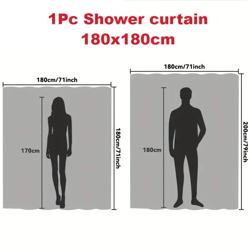 1/3/4pcs Navidad Shower Curtain for Bathroom Christmas Decor Red Santa Xmas Polyester Cartoon Printed Bath Curtains Non-Slip Mat