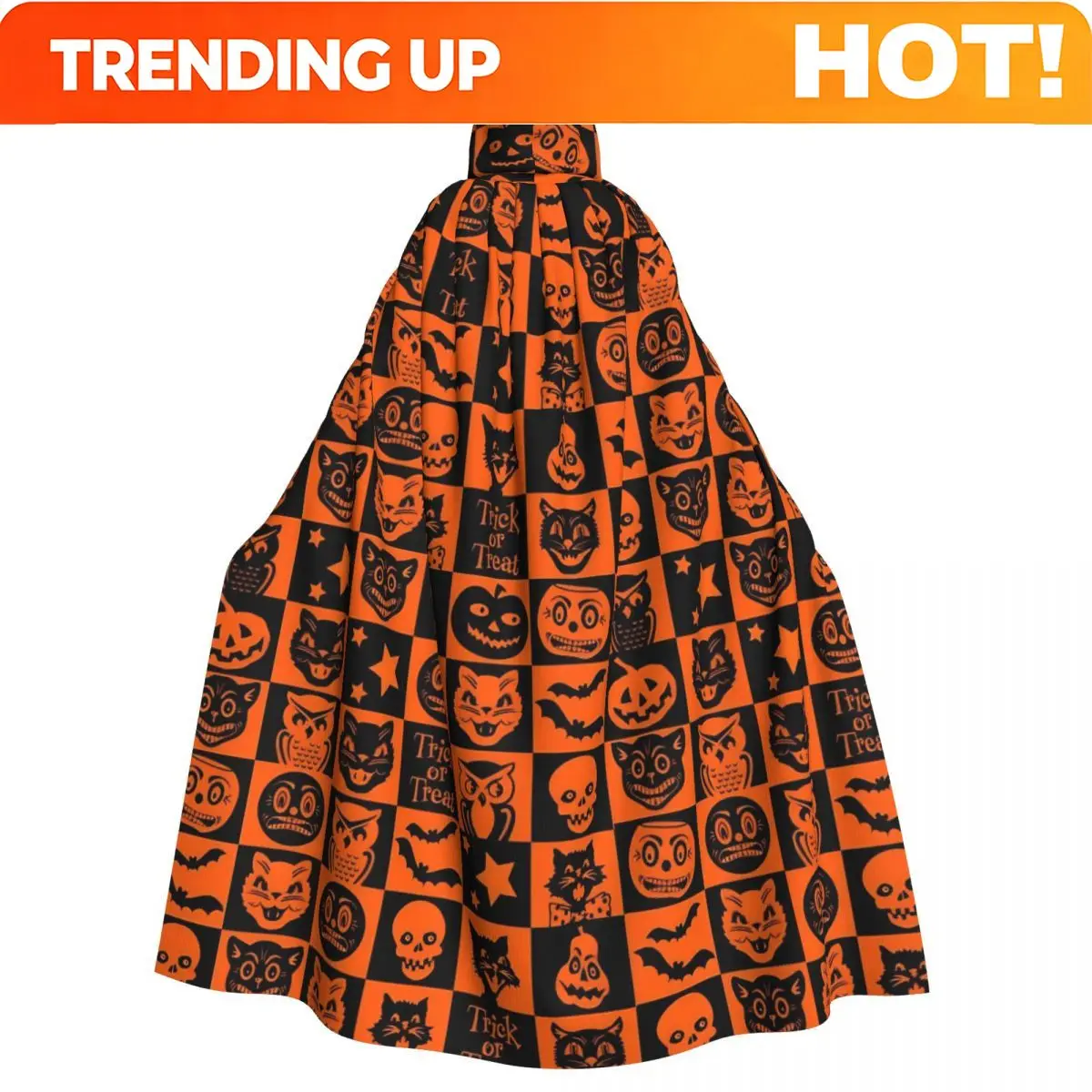 Customization Women Men Halloween Cloak With Hood Gothic Bats Ghosts Witch Grim Reaper Robe Costume For Party