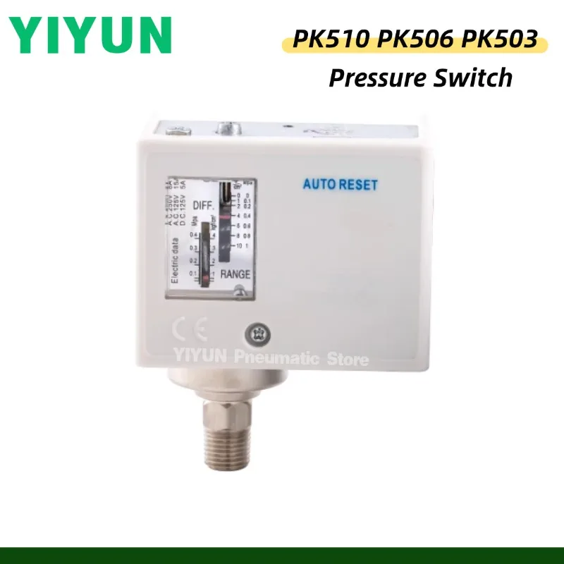 

PK510 PK506 PK503 Pneumatic Air Pressure Switch Controller Automatically Pressure Range 0.1~1.0Mpa 0.05~0.6Mpa 0.3Mpa For Airtac