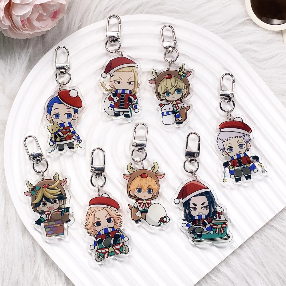8Pcs Anime Tokyo Revengers Acrylic Car Keychain Bag Charms Accessories Cute Backpack Key Holder Funny Keyring Fans Friends Gifts